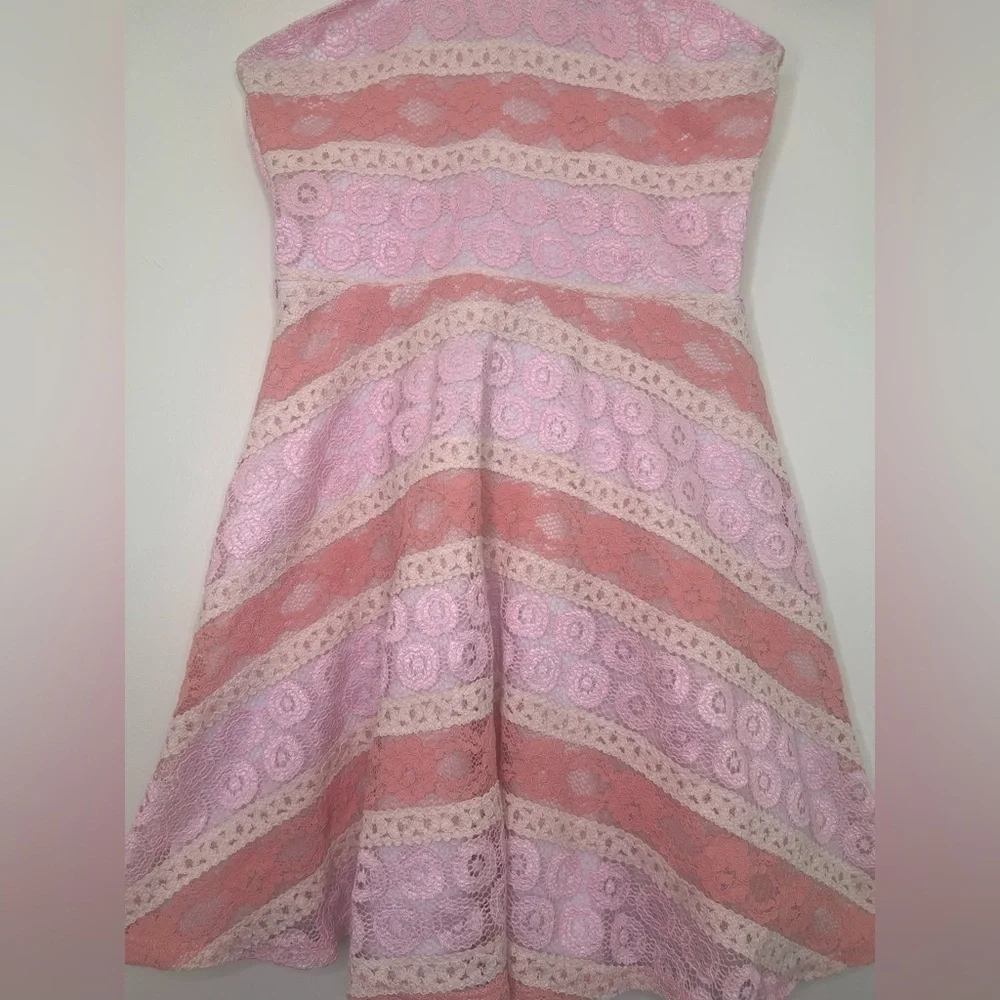 Girls Pink Lace Easter Dress Fit & Flare Party Spring Floral Size S (6/7)